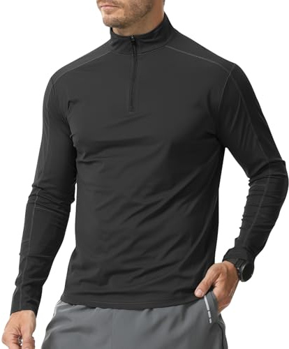Danfiki UV-skjorta för män, långärmad skyddsskjortor, rashguard, snabbtorkande, 1/4 dragkedja