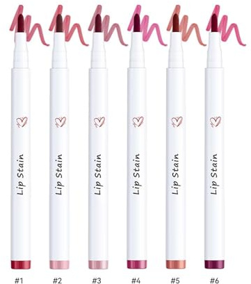 Lip Stain, Lip Tint Pen, Cream Glide Lip Liner, WaterproofMoisturizing Long Lasting Colour Lip Marker, Lightweight Hydrating Matt Lippen Liner Pen With 6 Colors To Choose (6PCS, 1.7ml)