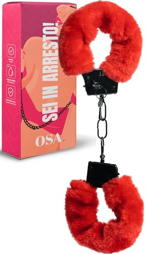 MySecretCase Manette Sexy per Coppia - Pelose Finte per Polsi, Sextoys Sessuale per Lui e Lei, Sadomaso per Coppie, Accessori Letto per Uomo e Donna Sexishop, per Cosplay Bdsm Bondage (Rosso)