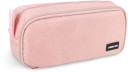Lonely Oak Large Pink Pencil Case, Extra Big Capacity Aesthetic Pencil Pouch Bag with Compartments, Cute Pen Case Box with Handle for Girls & Boys