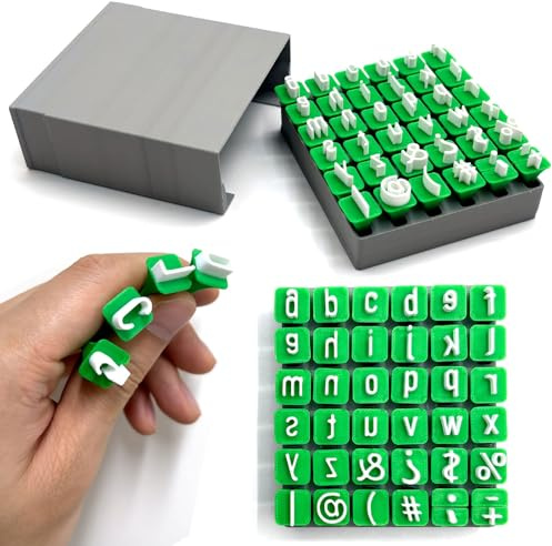 Lot de tampons en argile de l'alphabet - Lettres à frapper pour argile et céramique - Lettres minuscules - Tampon d'argile - Outil de poterie - Kit de bricolage - Lettres minuscules - Tampon vert