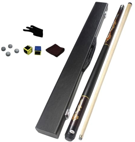 pistro Ensemble de Queues de Billard avec Étui Personnalisé - 2 Queues en Bois de Qualité pour Débutants et Joueurs- Pointe Noire de 9.8 mm