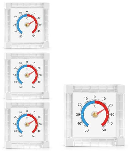 Thermometer Außen Für Fenster Und Balkon – Analoges Fensterthermometer Aussen Mit Farbskala, Wetterfestes Außenthermometer Aus Kunststoff Für Innen Und Außen, Transparent, Ohne Batterien