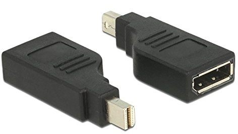 DeLOCK 65626 - Adaptador de DisplayPort Mini DP Macho a DP Hembra, 4 K, 90 Grados, Color Negro