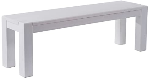 Sitzbank 130 cm Rio Kanto Pinie Weiss Pinie Massivholz Esszimmerbank Küchenbank Holzbank - Größe und Farbe wählbar Brasilmöbel