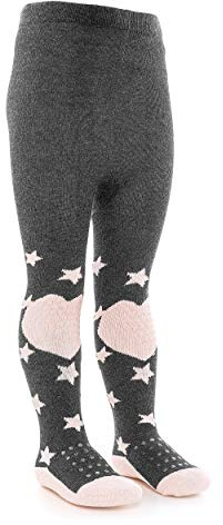 LaLoona Baby Crawling Tights - Baby Tights with ABS Anti-Slip Sole and Knees - Stars Pink (86/92 (12-24 Months))