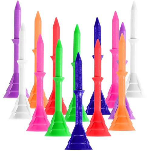 Amy Sport Golf Tees Plastic 3 1/4 inch Upgrade Unbreakable Bulk 30 Pack Reduce Friction Side Spin Durable Stable 83 mm Long Tee for Golfer Practice (Multicolor, 30 Pcs in 3 1/4 inch)