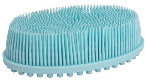 DNC Exfoliating Silicone Body Scrubber Shower Bath Body Brush Easy to Clean, Lathers Well, Eco Friendly (Blue)