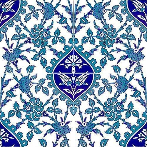Piastrelle cucina e bagno decorate in ceramica Cerames Erol 20x20 cm | Rivestimenti Iznik colorati, 1 confezione - 0,48m2 (12 pezzi), mattonelle decorative ideale per cucina o bagno, rustico