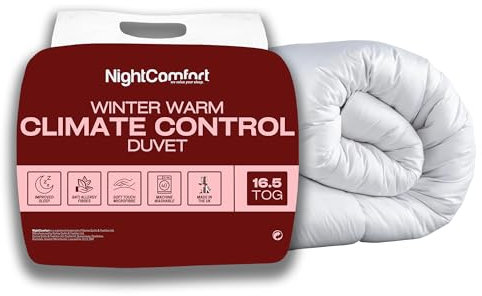 Night Comfort Winter Warms Feels Like Down Winter 16.5 Tog King Size Duvet - Hypoallergenic Breathable Microfibre Cover with Heavyweight Hollowfibre Filling Bedding Quilt - (White, 230x220cm)