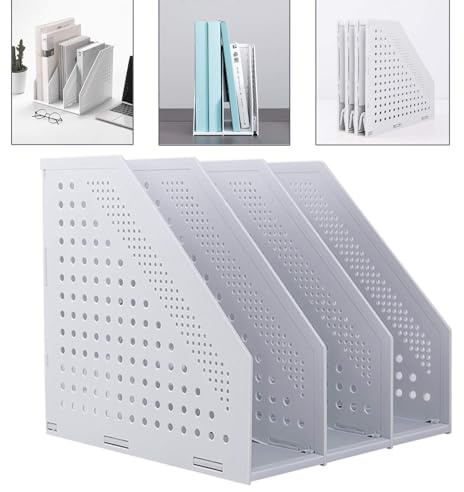 Porte-revues pliable, HAIYUU 3 compartiments Porte Revue Bureau Dossier Classeur Rangement Documents Porte Livre pour Bureau École papeterie Document en papier