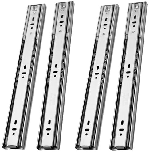 2 paires Glissières Soft-Close pour Tiroirs, Coulisse Tiroir avec Amortisseur, en Acier Inox, Extension Complète, 35cm