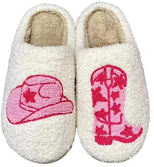 CLYCTIP Women's Memory Foam House Slippers - Ladies Indoor Cowboy Slippers | Soft plush lining keeps feet warm and cosy for everyday indoor comfort with lightweight non-slip sole