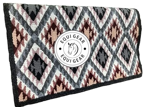 EQUIGEAR Western Show Horse Satteldecke aus neuseeländischer Wolle, Western-Design, handgefertigte Satteldecke, Wollpolster, Sensor Flex (Anpassung möglich), WZ89 (34x42)