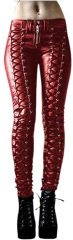 Agiyenna Leggings en Simili Cuir pour Femmes Pantalon Gothique Punk Serré Pantalon en Cuir Sexy Collant Taille Haute