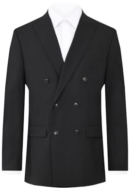 Dobell Mens Black Suit Jacket Regular Fit Double Breasted Peak Lapel-48R