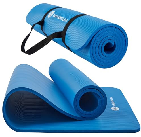 TASHIDROLMA Yoga Matte Dicker, NBR Yogamatte Rutschfest Mit Tragegurt, Für Gymnastikmatte, Fitnessmatte, Sportmatte, Trainingsmatte, Dicke 1cm (183x61cm)