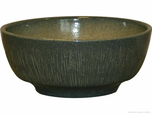 Kerazo große 40 cm Keramik Pflanzschale Blumenschale Bonsaischale, Handarbeit, Frostfest, Wetterfest aus Steinzeug grau ganit