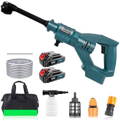 Akku Hochdruckreiniger Ersetzen für Makita 18V Akku BL180,Mit 2 x 3000mAh Hochdruckreiniger mit Zubehör, Hochdruckreiniger Tragbarer Hochdruckreiniger für Auto, Haus, Rasen, Garten, Zaun