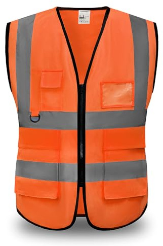 YUANVEST Säkerhetsvarningsvästar, reflekterande säkerhet med hög synlighet, reflekterande västar med hög synlighet, som uppfyller ANSI/ISEA-standarder, Orange, M