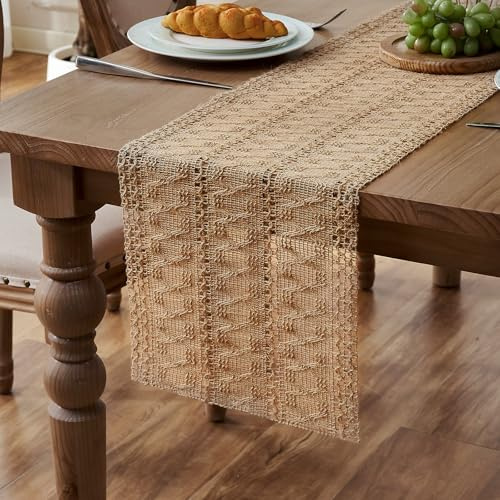 Camino de Mesa de Tela arpillera Yute Natural 30 x140cm Moderno Camino de Mesa Rustico Decoracion Mesa Comedor Tapete Mesa para Fiestas y Cocinas, Boda, Bautizo, Comunión
