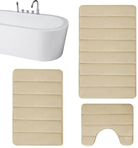 Set di tappetini da bagno, tappeti da bagno morbidi, set di tappeti da bagno antiscivolo, set di tappetini da bagno, set di tappeti da bagno di lusso, set di tappeti da bagno in schiuma, set di
