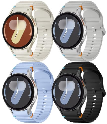 Mastten 4 Stück Silikon Armbänder Kompatibel mit Samsung Galaxy Watch 7 Armband - Weiche Sport Band für Galaxy Watch 6 5 4 Armband 40mm 44mm - No Gap Band für 6 Classic / 4 Classic / 5 Pro/FE
