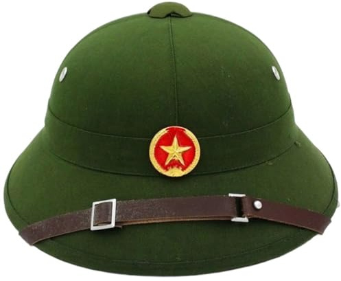 Dianzan Berretto Guerra del Vietnam, Cappello Sole con Elmetto Coloniale Verde, Cappello 'Esercito della Guerra del Vietnam, Berretto Militare Verde, Cappello Coloniale del Vietnam, Cappello Sole