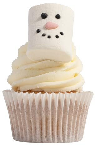 PME Cake Guimauves Bonhomme de Neige de Noël | 12 Décorations Festives pour Cupcakes, Gâteaux & Douceurs d’Hiver (102g)