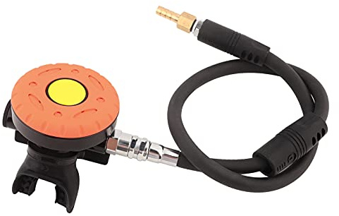 Torvex Regulador de Buceo, válvula de respiración reguladora de Segunda Etapa con válvula de Aire de Buceo con Manguera de presión Media para Buceo Submarino (Naranja)