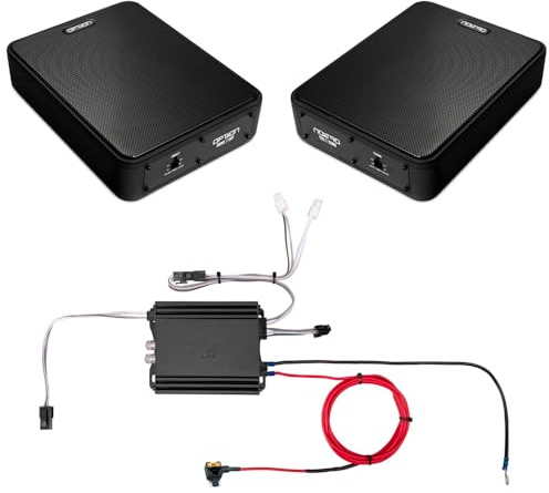 Option Set subwoofer compatibile con Nissan Qashqai J11 (anno di costruzione 201-2021, sistema audio standard), sistema audio Plug & Play con due subwoofer sottosedile e amplificatore a 2 canali