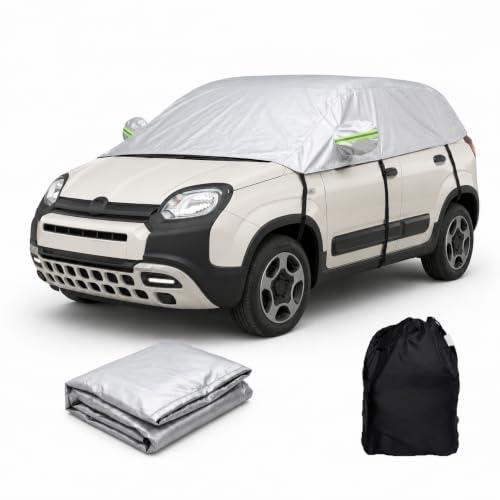 Copri Auto per Esterno Mezza Copertura per Fi-at Panda/Panda Cross 420D Oxford impermeabile, per esterni, resistente ai raggi UV, protezione da sole, neve, pioggia(Argento)