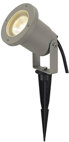 SLV NAUTILUS | Außenlampe für die Beleuchtung von Garten, Terrasse, Pflanzen, Wegen, Teich, Aussen-Leuchte, Außen-Strahler | IP65, GU10, mit Stecker, mit Erdspieß, Grau