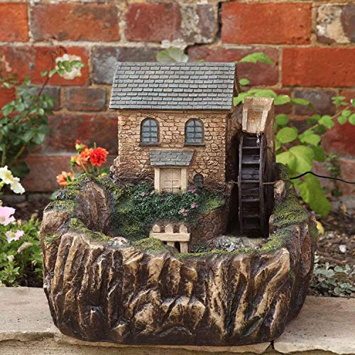 Garden Mile Mulino ad acqua ad energia solare, fontana, ornamento decorativo per il giardino, centrotavola, decorazione ornamentale, stagno, patio, prato, esterno