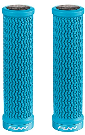 Funn Holeshot Mountainbike-Griffe mit Einzelklemmung, Innendurchmesser von 22 mm, Griffen mit gehärteten Enden (Türkis)