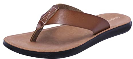 Harssidanzar Sandales tongs pour hommes, Chaussures de plage confortables en cuir microfibre doux pour l'été (Suggérer d'acheter une taille plus grande) KM215