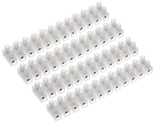 AUKENIEN 5A / 6A Barrette Connexion Bornier Electrique 5/6 Ampère Bloc de Jonction Électriques Blocs 12 Bornes a Vis Double Rangée Borne de Raccordement Rapide Blanc