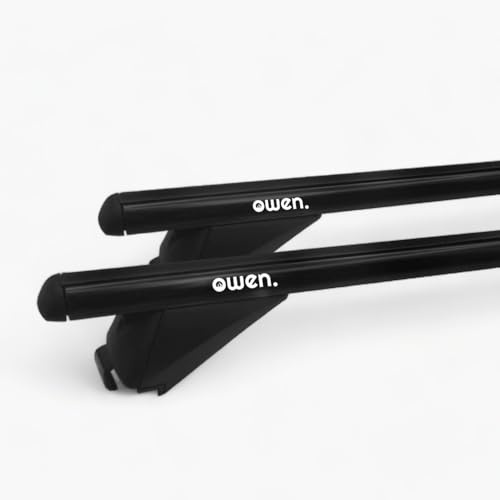 Barres de Toit transversales Noires I Owen 3.0 I Porte Bagage Voiture I Aluminium I 120 cm I Rails fermés I Jusqu'à 90 kg I Universelle I Galerie de Toit