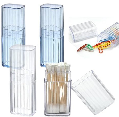 Asheyya 4PCS Cotton Bud Holder for Travel, Cotton Pad Dispenser, Toothpick Holder with Dustproof Lid for Swab Toothpicks