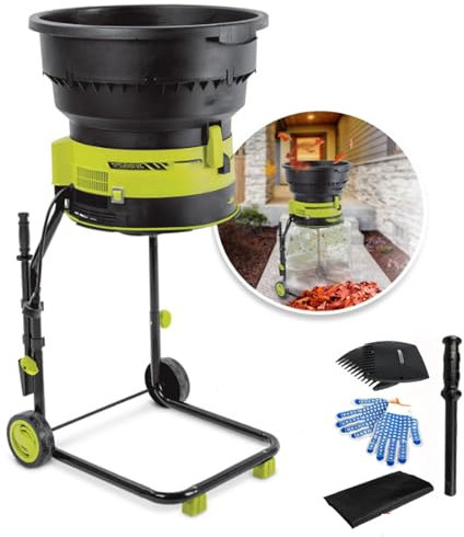 Oiyekntd Trituradora de Hojas portátil para jardín, trituradora de Hojas eléctrica con Cable, Ruedas, trituradoras y astilladoras de 8000 RPM con Bolsa recolectora, diámetro del Embudo,10m-Power-Cord