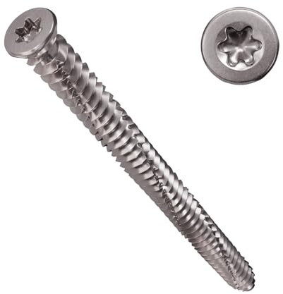 Lot de 100 vis pour cadre de fenêtre en acier inoxydable A2 7,5 x 150 mm – Tête fraisée TX30 de 12 mm pour la construction de fenêtres avec double filetage et diamètre réduit de la pointe, compatibles