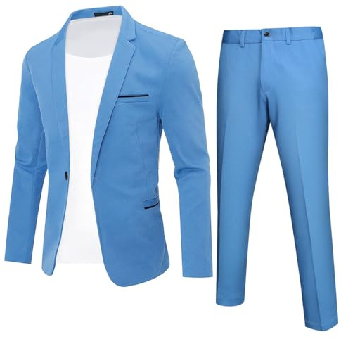YFFUSHI Traje Hombre 2 Piezas 1 Botón Slim Fit Boda Negocios