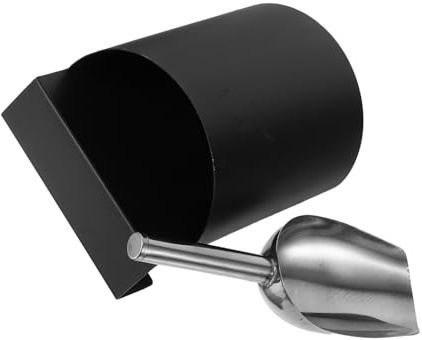 COLLBATH Pala Inoxidable con Caja de Almacenamiento Pala Multiusos para Hielo Secos Cereales y Mango Resistente para Cocina y Tiendas de Bebidas