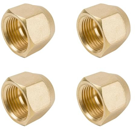 UZYXC 4 Stück Messing Überwurfmutter für Klimaanlage, 1/4 Zoll IG Bördelmutter für Kupferrohr, Dünnwandige und Verstärkte Messingmuttern, Dichtende Verbindung für Kältemittel-Leitungen R134a R410a