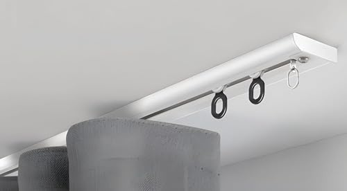 AILIMENG Binario per Tende A Soffitto Montaggio A Soffitto Binari per Tende in Alluminio Spesso E Pesante Sistema di Binari per Tende con Montaggio A Soffitto con Rullo(White,L 3.3ft/1m)
