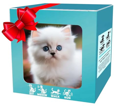 Juguete de Gato Robot Realista, Gatito Eléctrico Interactivo con Sonidos de Maullido, Caminando y Moviendo la Cola, Pelaje Suave, Gato de Mascota Realista para Niños y Adultos