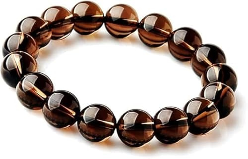 Naturlig klass A++ Rökkvarts Crystal Bead Armband | Äkta ädelsten för skydd och stressavlastning 8 mm pärlor, 6,5 tums ångestsmycken Män Kvinnor