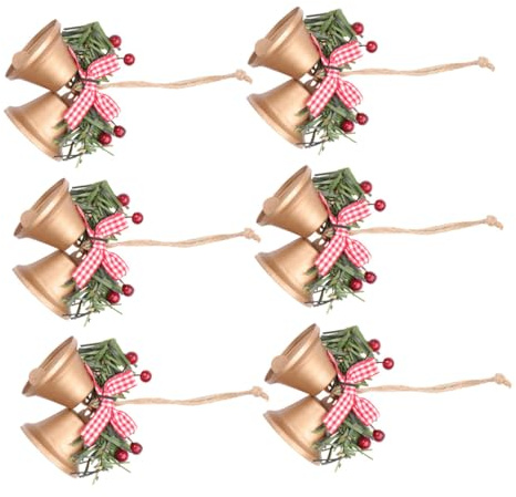 SHINEOFI 6 Adornos de Campana Navideña Dorados para Colgar 6 Piezas Decoración del Árbol de Navidad Adorno para Guirnaldas y Centros de Mesa Decoración Navideña del Hogar