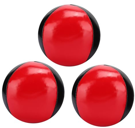 Dioche Balles de Jonglerie Juego de 3 Pelotas de Malabarismo de Piel Sintética, Color Rojo y Negro, Portátil y Duradero, Ideal para Principiantes Profesionales, Agarre Suave, Ligero, Diámetro de