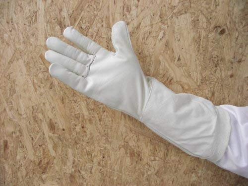 Premium Imkerhandschuhe naturell- echtes, sehr kräftiges und weich gearbeitetes Leder mit extra langer Stulpe - Größe 8